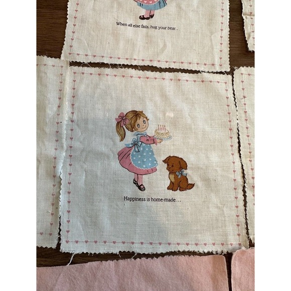 Vintage Cranston Pink Love Makes the World Go 'Round Cotton Fabric Panels Pink - Picture 3 of 8